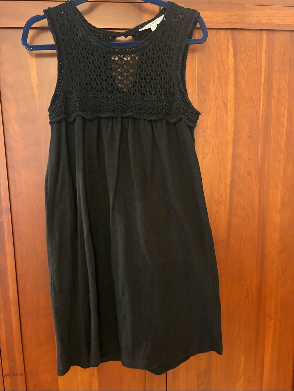 LOFT Black Crochet-Yoke Tank dress